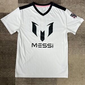 Messi Collection White Black Pink Soccer Jersey T Shirt Kids XL 14-16